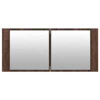 Armadietto Specchio con LED da Bagno Rovere Marrone 100x12x45cm 834961