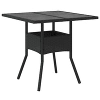 Tavolo da Giardino Piano in Vetro Nero 80x80x75 cm Polyrattan