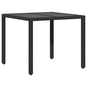 Tavolo da Giardino Piano in Vetro Nero 90x90x75 cm Polyrattancod mxl 90072