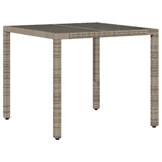 Tavolo da Giardino Piano in Vetro Grigio 90x90x75 cm Polyrattancod mxl 114072