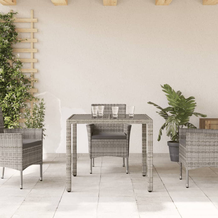 Tavolo da Giardino Piano in Vetro Grigio 90x90x75 cm Polyrattancod mxl 114072