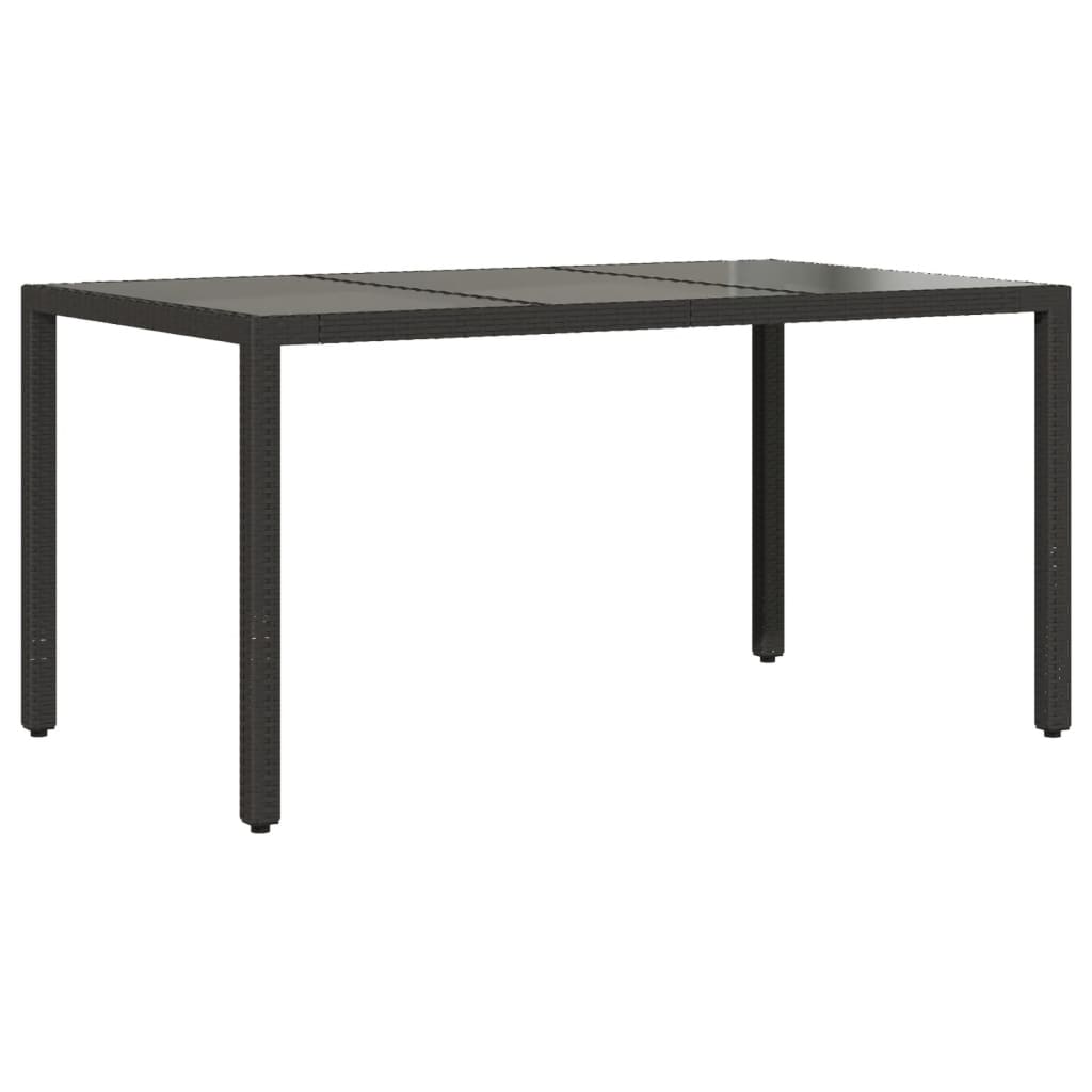 Tavolo da Giardino Piano in Vetro Nero 150x90x75 cm Polyrattancod mxl 89621