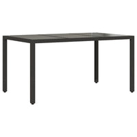 Tavolo da Giardino Piano in Vetro Nero 150x90x75 cm Polyrattancod mxl 89621