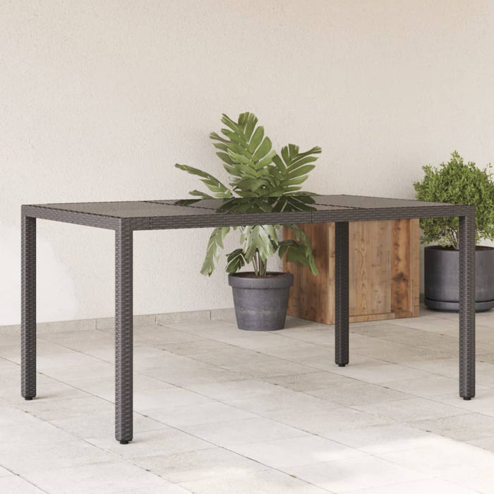 Tavolo da Giardino Piano in Vetro Nero 150x90x75 cm Polyrattancod mxl 89621