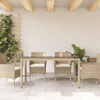 Tavolo da Giardino Piano in Vetro Beige 150x90x75 cm Polyrattancod mxl 90073