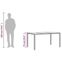 Tavolo Giardino Piano in Vetro Marrone 150x90x75 cm Polyrattan 365534