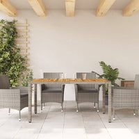 Tavolo Giardino Piano Legno Acacia Grigio 150x90x75 Polyrattan 365536