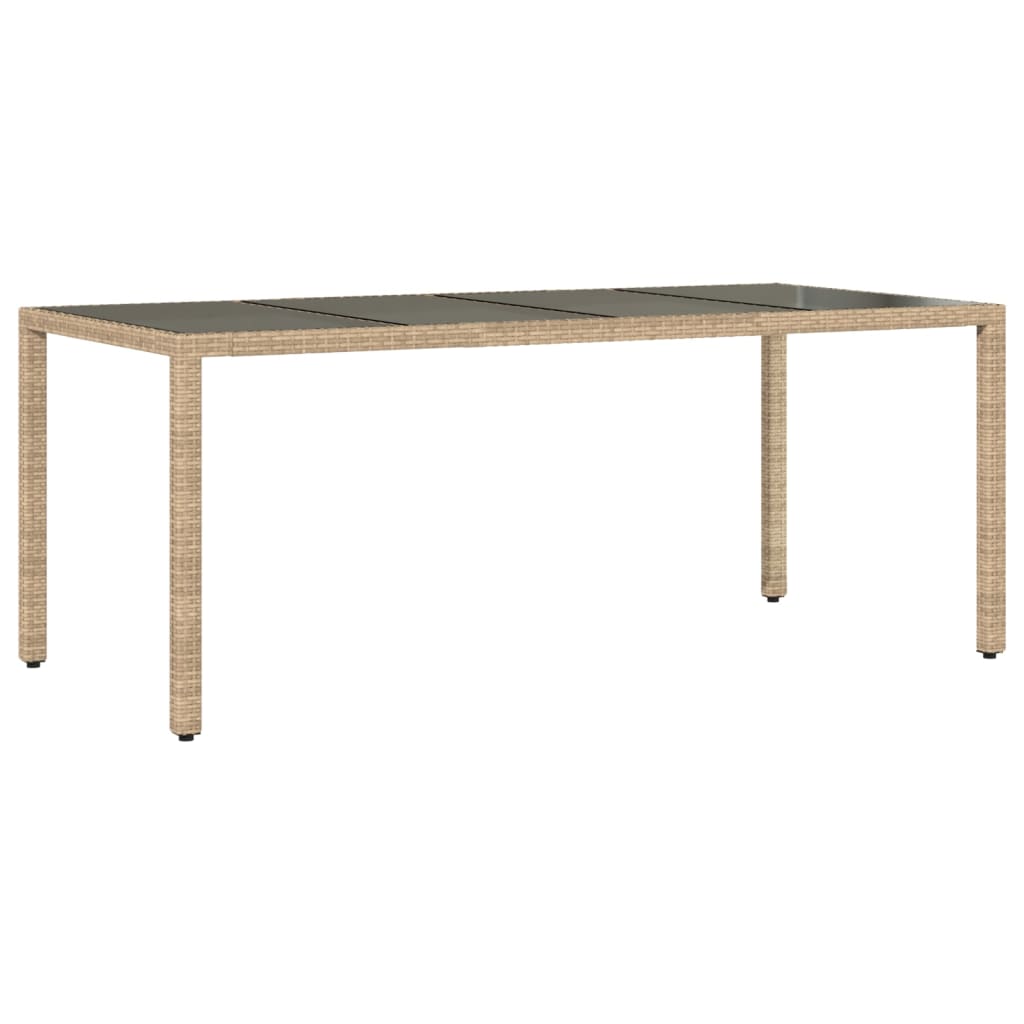 Tavolo da Giardino Piano in Vetro Beige 190x90x75 cm Polyrattancod mxl 114074