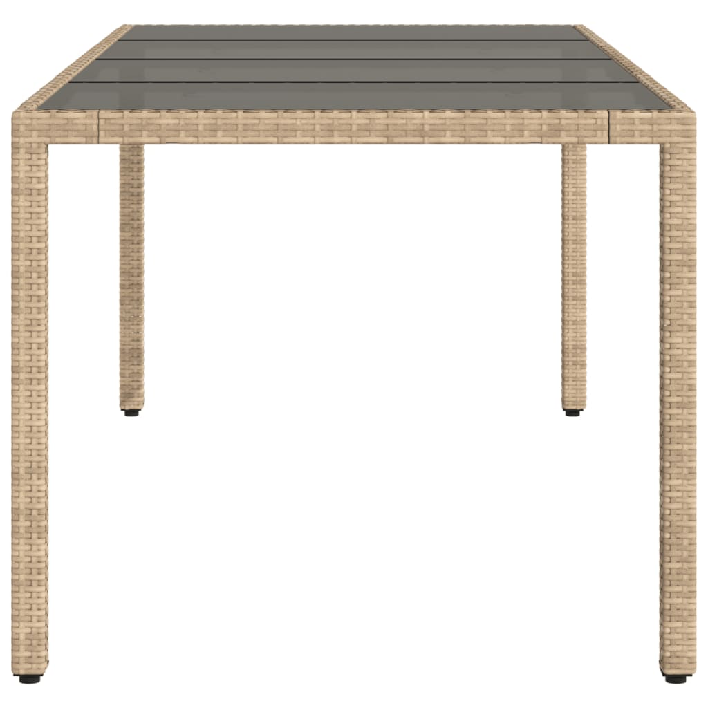 Tavolo da Giardino Piano in Vetro Beige 190x90x75 cm Polyrattan 365539