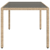 Tavolo da Giardino Piano in Vetro Beige 190x90x75 cm Polyrattan 365539