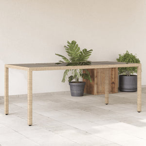 Tavolo da Giardino Piano in Vetro Beige 190x90x75 cm Polyrattancod mxl 114074