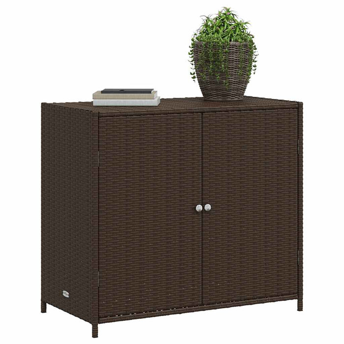 Armadietto Portaoggetti Giardino Marrone 83x45x76 cm Polyrattan 365544