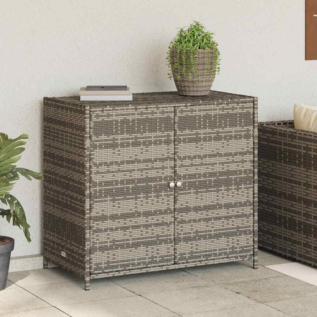 Armadietto Portaoggetti Giardino Grigio 83x45x76 cm Polyrattancod mxl 110513