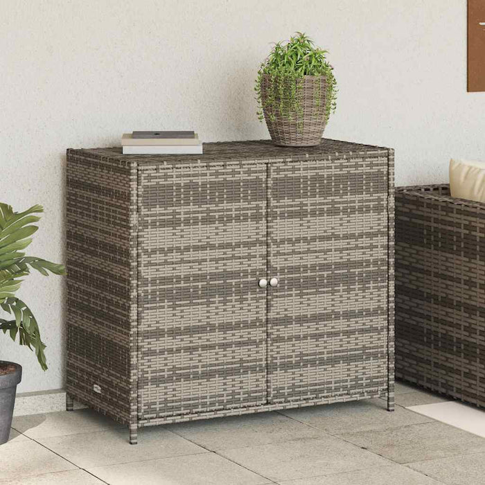 Armadietto Portaoggetti Giardino Grigio 83x45x76 cm Polyrattancod mxl 110513