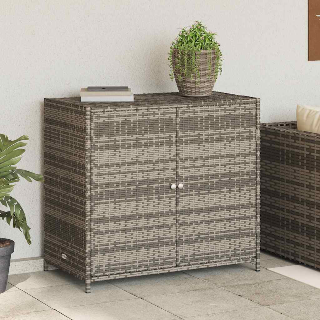 Armadietto Portaoggetti Giardino Grigio 83x45x76 cm Polyrattan 365545