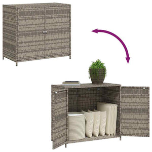 Armadietto Portaoggetti Giardino Grigio 83x45x76 cm Polyrattan 365545