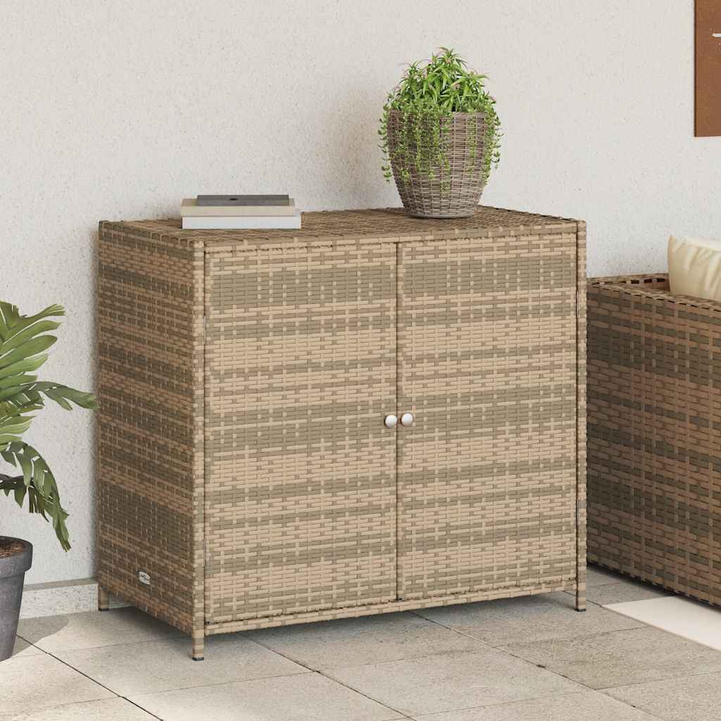 Armadietto Portaoggetti Giardino Beige 83x45x76 cm Polyrattan 365546