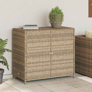 Armadietto Portaoggetti Giardino Beige 83x45x76 cm Polyrattan 365546