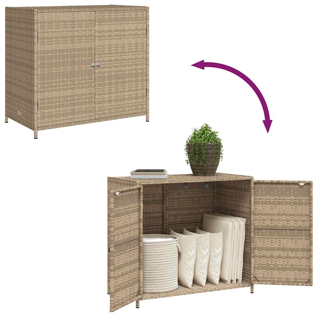 Armadietto Portaoggetti Giardino Beige 83x45x76 cm Polyrattan 365546