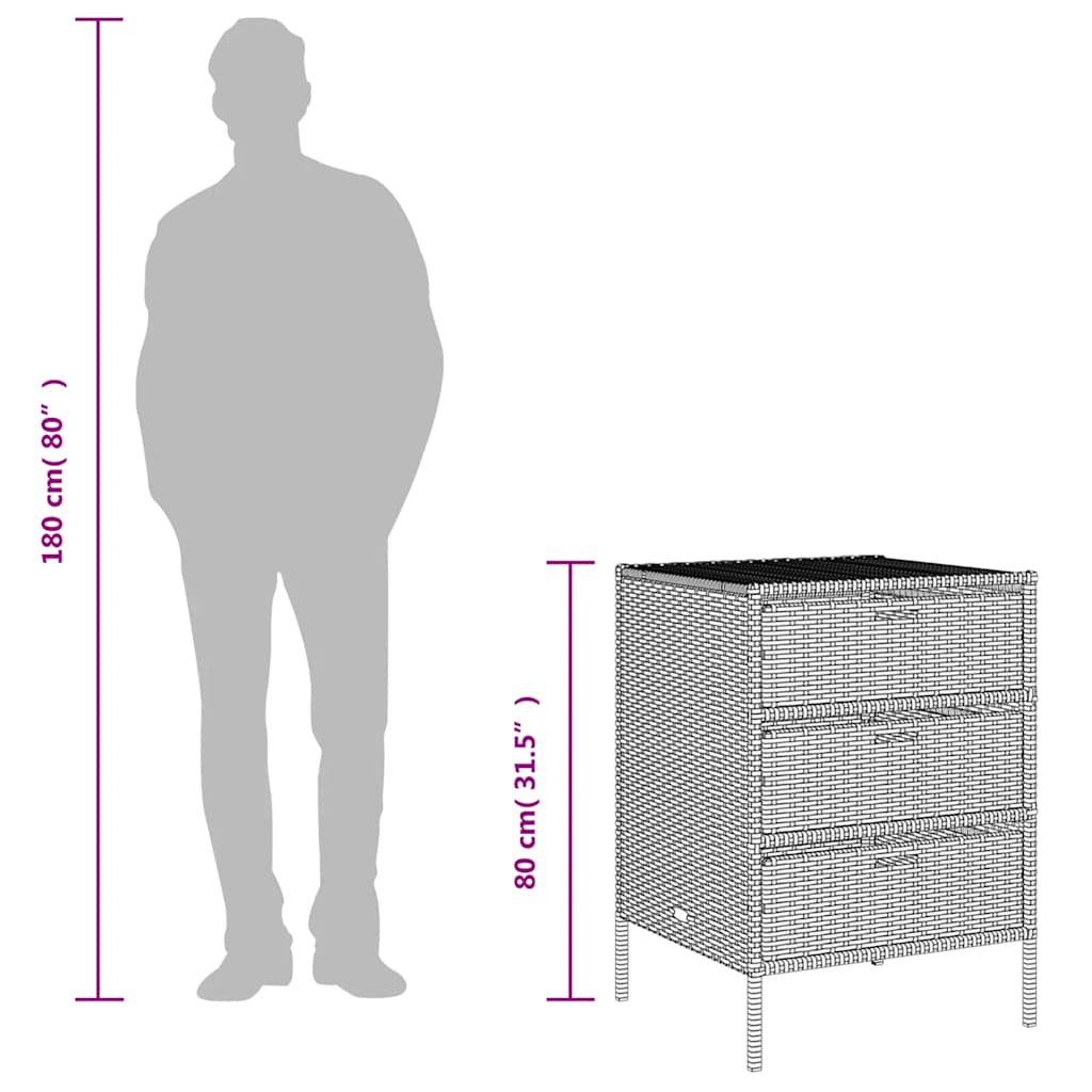 Armadietto Portaoggetti Giardino Grigio 55x59x80cm Polyrattan 365553