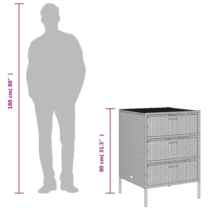 Armadietto Portaoggetti Giardino Grigio 55x59x80cm Polyrattan 365553
