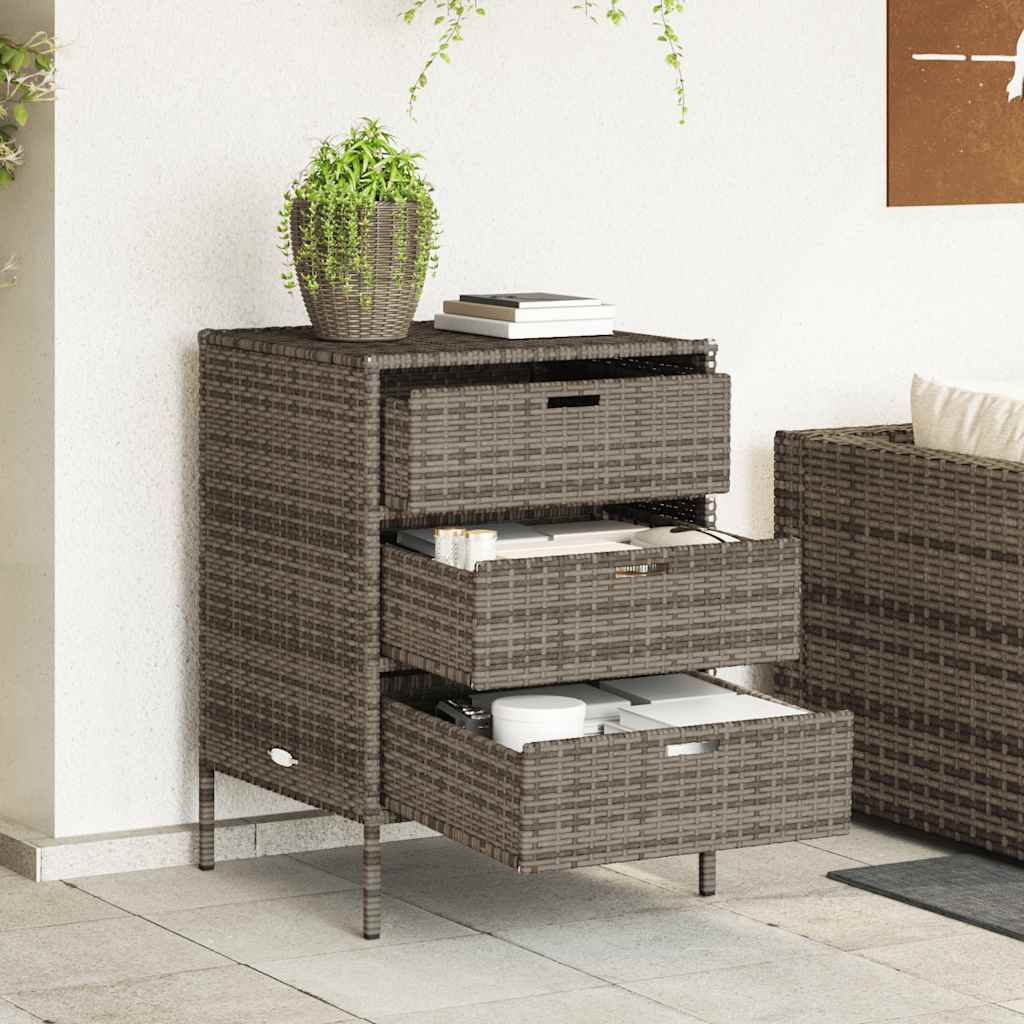 Armadietto Portaoggetti Giardino Grigio 55x59x80cm Polyrattan 365553