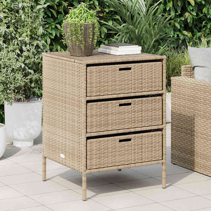 Armadietto Portaoggetti da Giardino Beige 55x59x80cm Polyrattan 365554