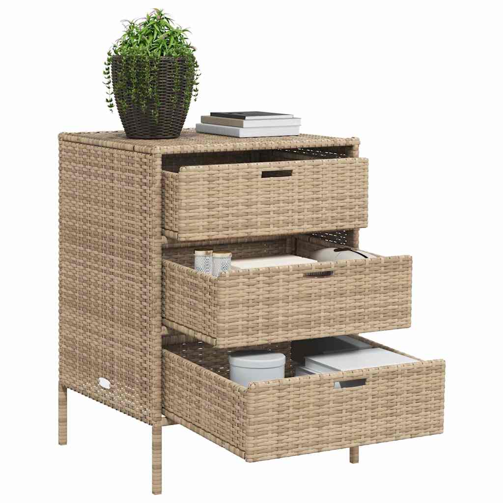 Armadietto Portaoggetti da Giardino Beige 55x59x80cm Polyrattan 365554