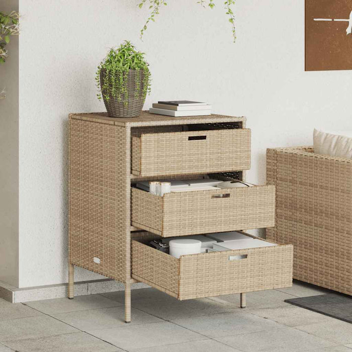 Armadietto Portaoggetti da Giardino Beige 55x59x80cm Polyrattan 365554