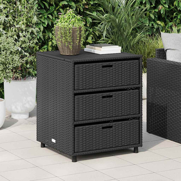 Armadietto Portaoggetti da Giardino Nero 55x59x69cm Polyrattan 365555