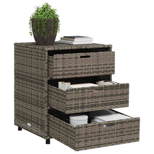 Armadietto Portaoggetti Giardino Grigio 55x59x69cm Polyrattan 365557