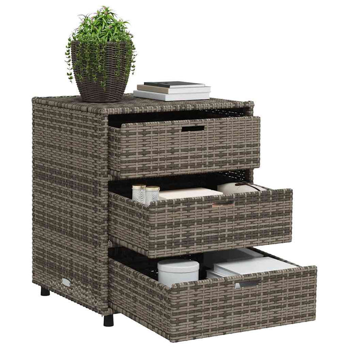 Armadietto Portaoggetti Giardino Grigio 55x59x69cm Polyrattan 365557