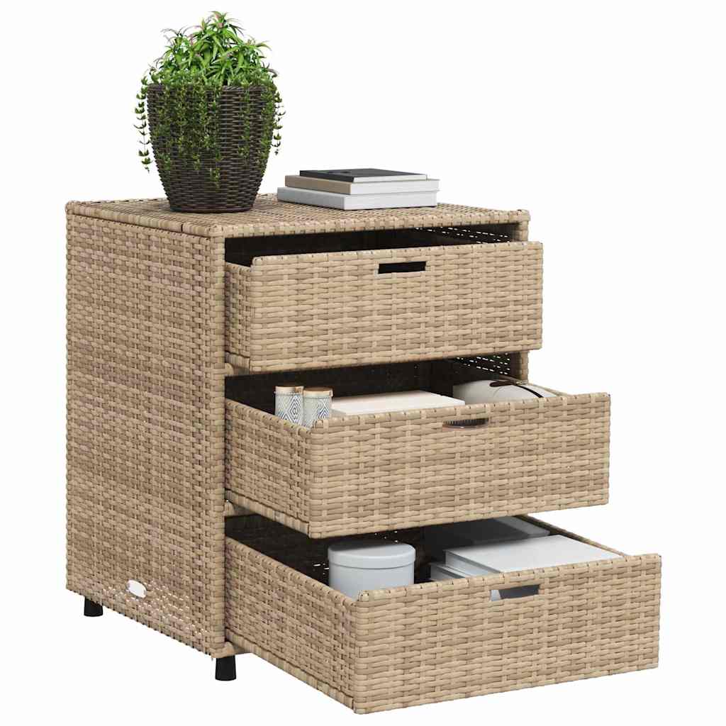 Armadietto Portaoggetti da Giardino Beige 55x59x69cm Polyrattan 365558