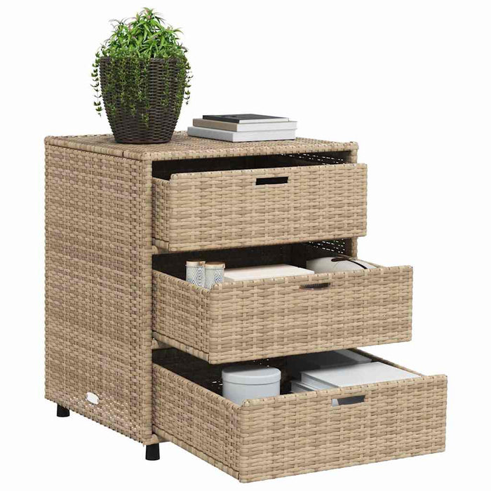 Armadietto Portaoggetti da Giardino Beige 55x59x69cm Polyrattan 365558