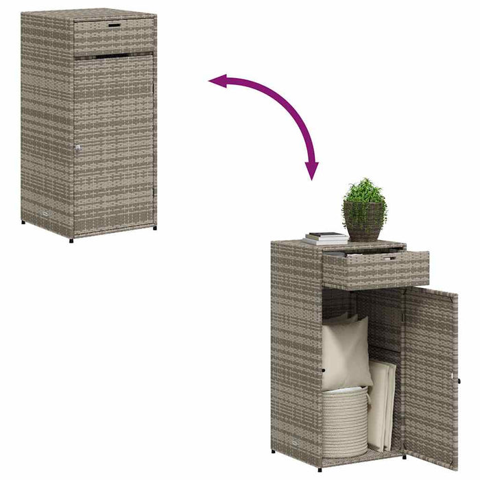 Armadietto Portaoggetti Giardino Grigio 55x55x111cm Polyrattan 365561