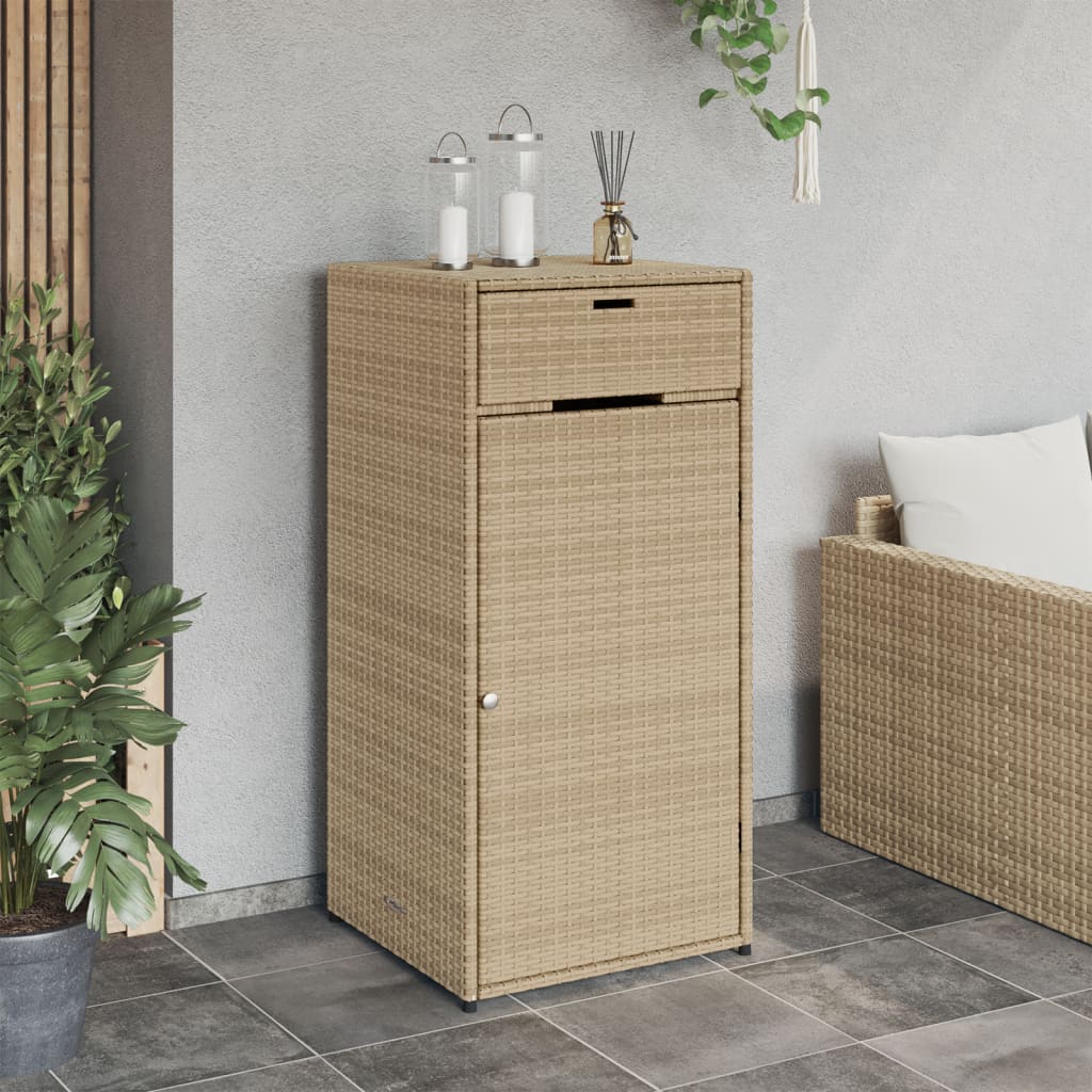Armadietto Portaoggetti Giardino Beige 55x55x111cm Polyrattan 365562