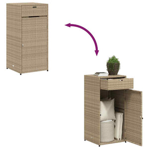 Armadietto Portaoggetti Giardino Beige 55x55x111cm Polyrattan 365562
