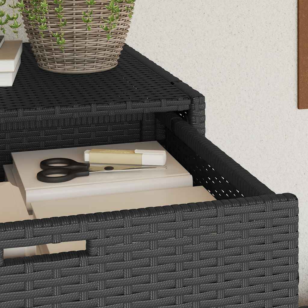 Armadietto Portaoggetti Giardino Nero 105x55x113cm Polyrattan 365563