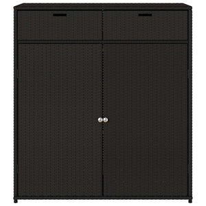 Armadietto Portaoggetti Giardino Nero 105x55x113cm Polyrattan 365563