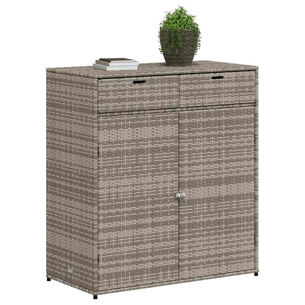 Armadietto Portaoggetti Giardino Grigio 105x55x113cm Polyrattan 365565