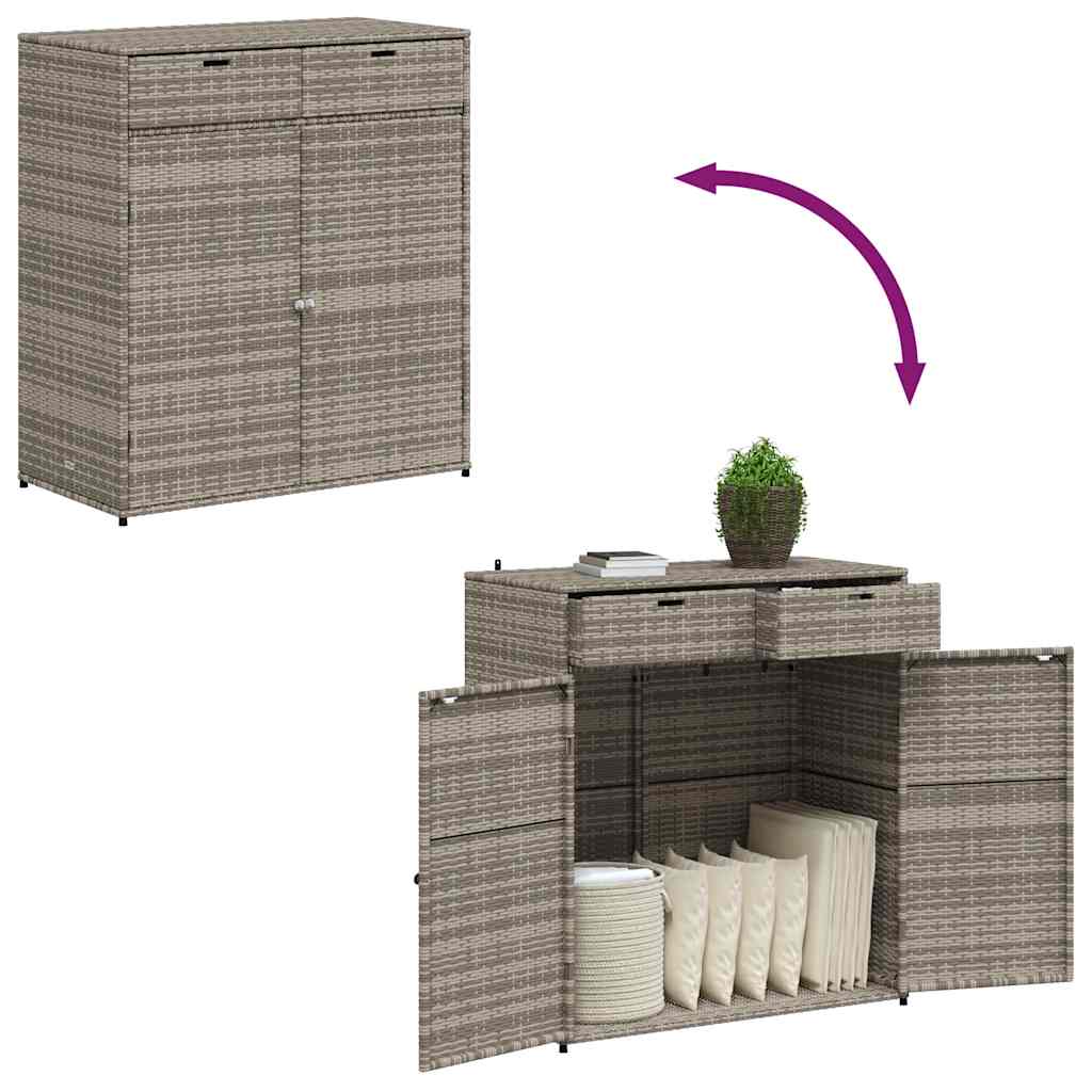 Armadietto Portaoggetti Giardino Grigio 105x55x113cm Polyrattan 365565