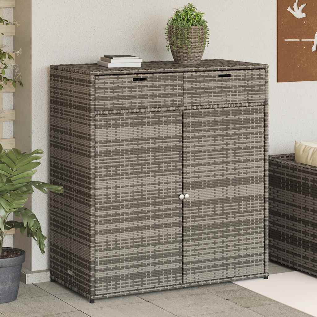Armadietto Portaoggetti Giardino Grigio 105x55x113cm Polyrattancod mxl 86548