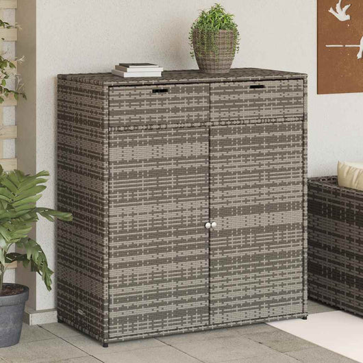 Armadietto Portaoggetti Giardino Grigio 105x55x113cm Polyrattancod mxl 86548