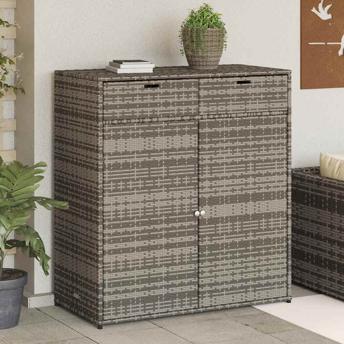 Armadietto Portaoggetti Giardino Grigio 105x55x113cm Polyrattancod mxl 86548