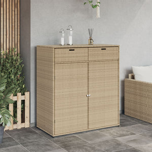 Armadietto Portaoggetti Giardino Beige 105x55x113cm Polyrattancod mxl 112410