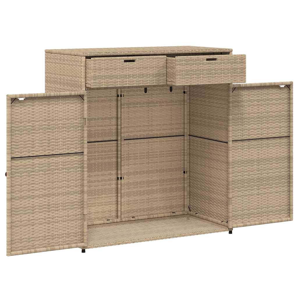 Armadietto Portaoggetti Giardino Beige 105x55x113cm Polyrattan 365566