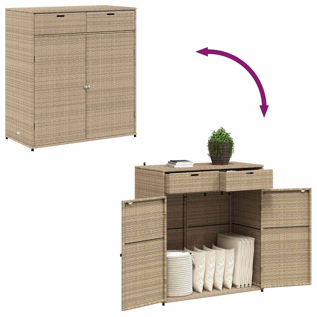 Armadietto Portaoggetti Giardino Beige 105x55x113cm Polyrattan 365566