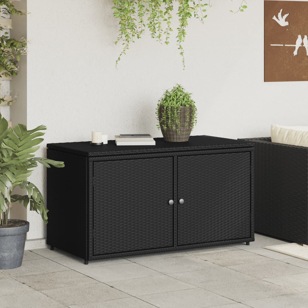 Armadietto Portaoggetti Giardino Nero 110x55x60,5cm Polyrattancod mxl 86547