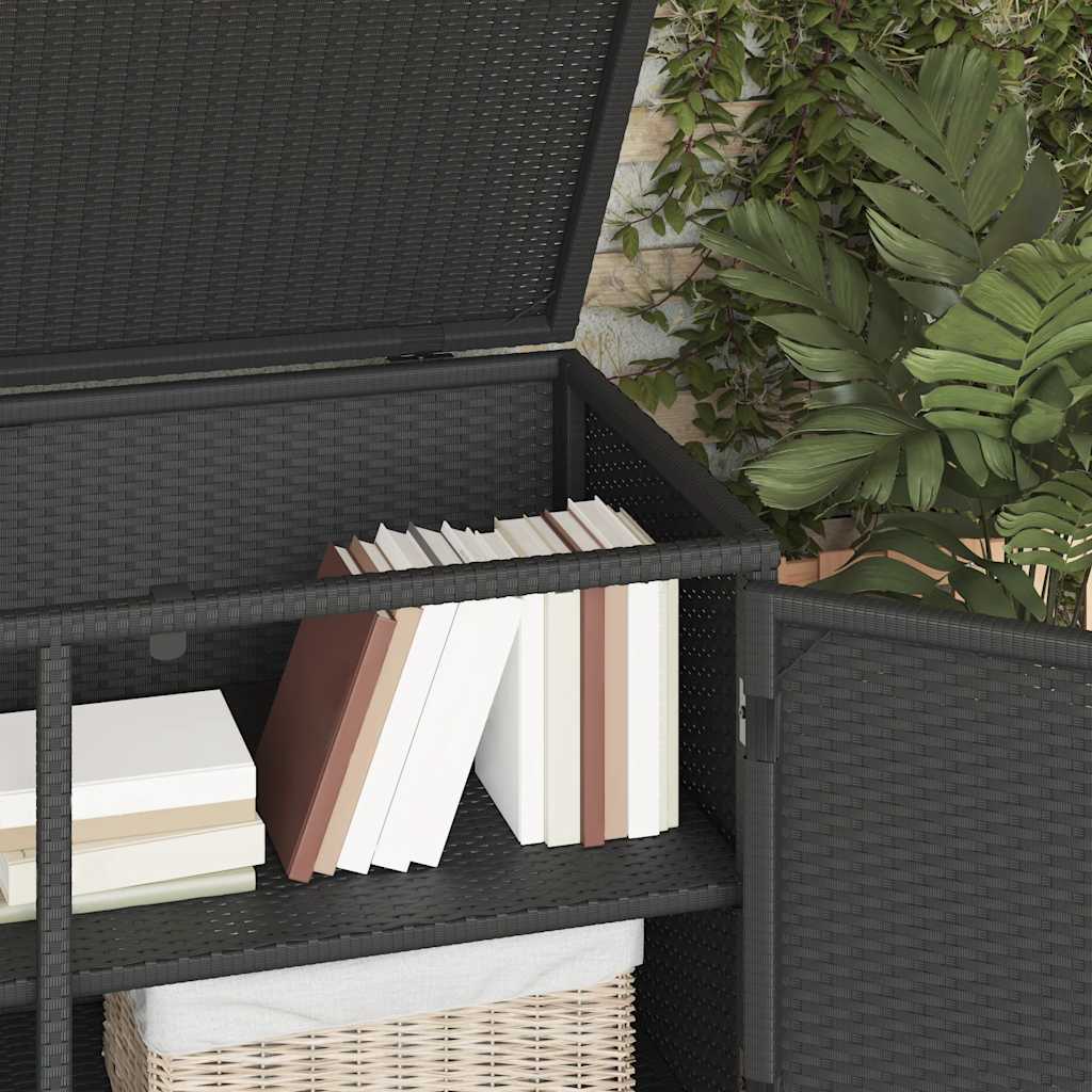 Armadietto Portaoggetti Giardino Nero 110x55x60,5cm Polyrattan 365567