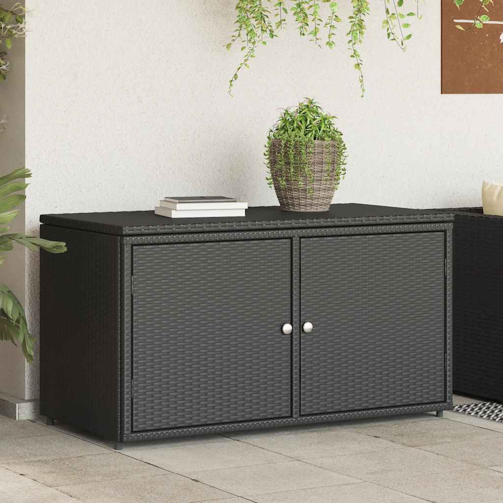 Armadietto Portaoggetti Giardino Nero 110x55x60,5cm Polyrattancod mxl 86547
